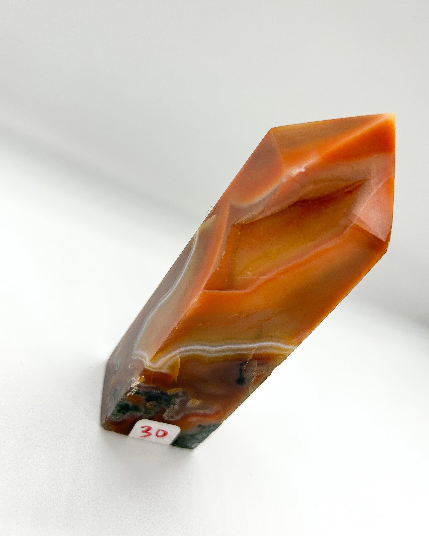 Carnelian Moss Agate tower with druzy